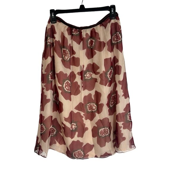 Lida Baday 100% Silk Skirt Sz 4 Floral - Picture 1 of 6